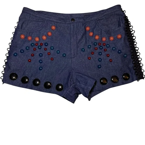 Anna Sui Beaded Summer Fashion Shorts - Picture 4 of 11